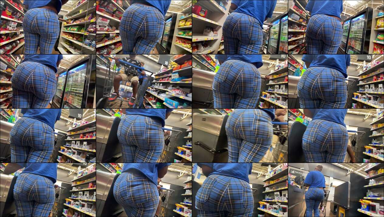 outstanding healthy hipped round ass young ebony mom milf in blue yellow & black plaid pants