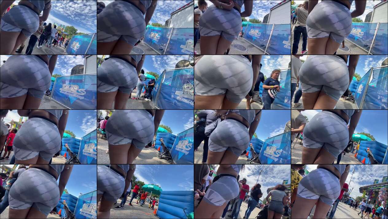 fine lightskin bubble ass ebony milf mom in grey & white tie-dye booty shorts
