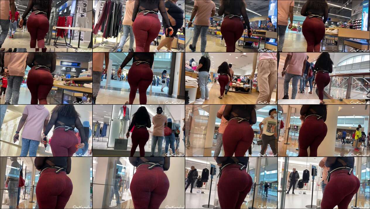 big booty packed in dark red leggings