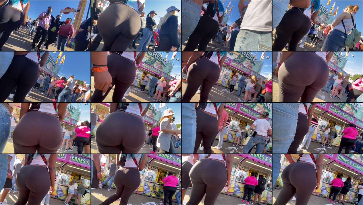 ghetto blue haired ebony milf with super healthy cheeks in black leggings