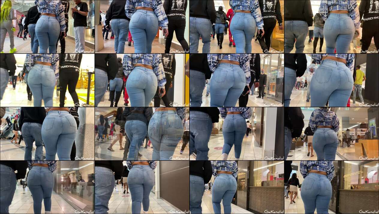 round fat ass on blue jeans