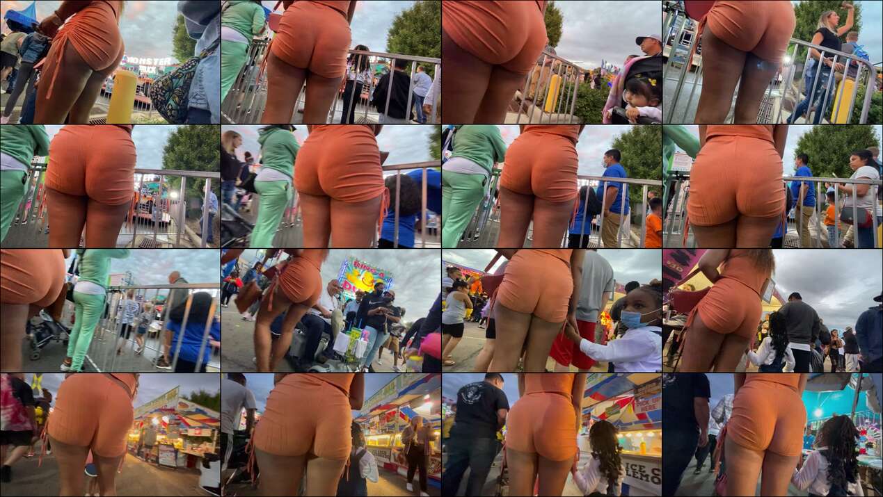 flexing clenching slim thick bubble ass ebony mom milf in peach booty shorts with long sexy legs in heels part 1