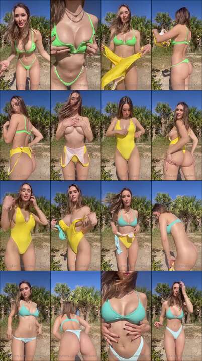 Watch New Video Natalie Roush changing bathing suits showing her tits
