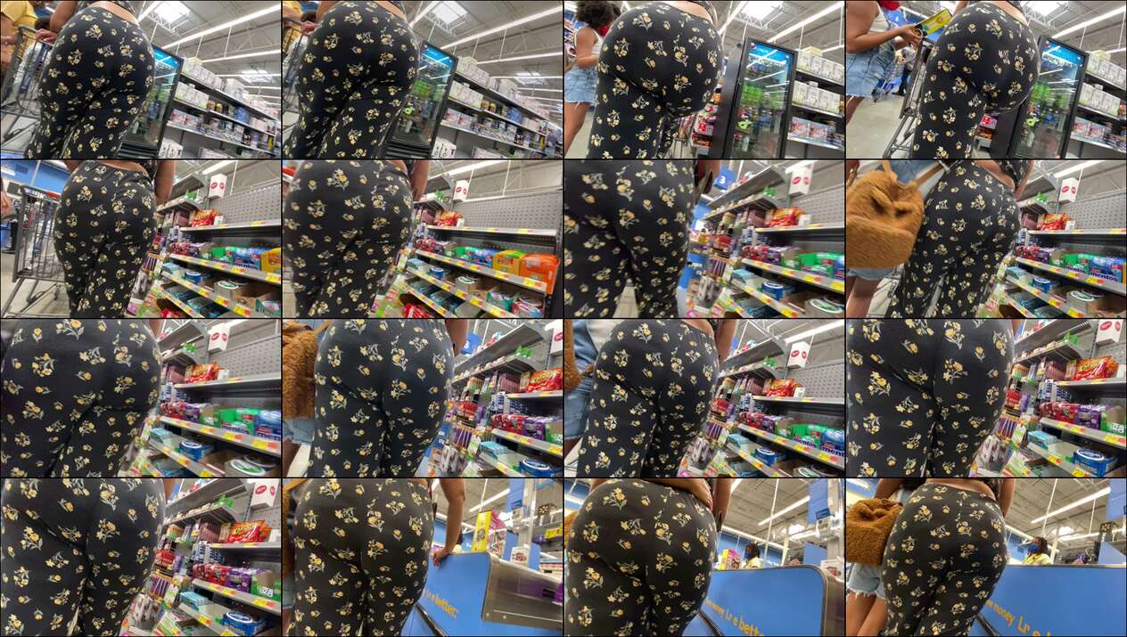 sexy plump ass ebony mom milf in design black & yellow flower flare leggings